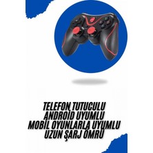 Pileli Store Joystik Gamepad Bluetooth Telefon Tutucu Oyun Kolu Telefon Android Uyumlu