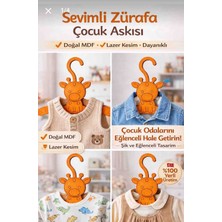 İzay 4 Lü-Zürafa Figürlü Ahşap Çocuk Askısı – Lazer Kesim Mdf