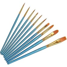 MarkEntegra Hannah 2 Set Sanatçı Fırcası Seti, 10'lu Paket Naylon Fırca, Resim, Akrilik, Ince Fırca, Sulu Boya ve Yüz Boyama, Kendin Yap El Sanatları Için, Mavi, Toplam 20 Fırca