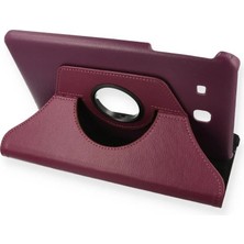 Asa Store Samsung Galaxy T560 Tab E 9.7 Kılıf 360 Tablet Deri Kılıf - Mürdüm