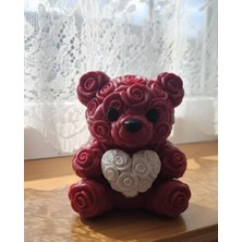 Pileli Store 3D Gül Tasarımlı Kalp Ayıcık 10CM Şık Dekoratif Biblo