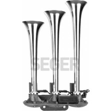 Seger Muratech Üç Borulu 8 Ses Kombinasyonlu 12V Nostalji Korna-Krom Borulu