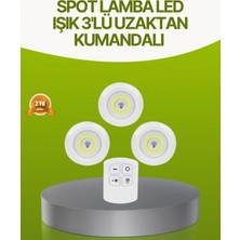 Pileli Store Uzaktan Kumandalı 3 Lü Kablosuz LED Spot Lamba Seti Yapışkanlı Pratik Kullanım