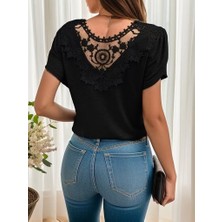 Kadın Kısa Kollu V Yakalı Viskon Bluz