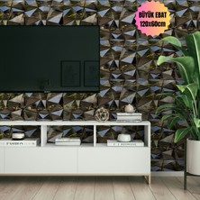 Bella Carpeti 3D Kabartmalı Yeni Nesil Pvc Duvar Paneli Elmas Model Siyah Mermer Desenli Altın Yaldızlı 120X60CM