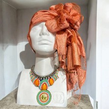 Yılday Gür Butik Hint Ipeği Şal - Hint Ipeği Turuncu Şal