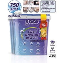 Pazaraza 3x 250 Yaprak - Soso Kova Yüzey Temizleme Mendili
