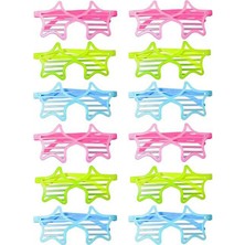 Pileli Store Retro Neon Fosforlu Yıldız Panjur Gözlük 12 Adet – 80’ler 90’lar Parti Stili