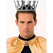 Pileli Store Gümüş Renk Çocuk ve Yetişkin Uyumlu Kral Tacı (4887)