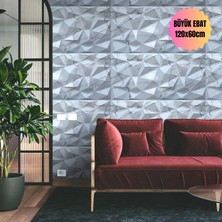 3D Kabartmalı Yeni Nesil Pvc Duvar Paneli Elmas Model Beyaz Mermer Desenli Altın Yaldızlı 120X60CM