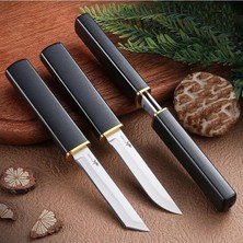 MarkEntegra 2’li Japon Tanto Şef Bıçağı Seti – Paslanmaz Çelik, Kılıflı, Ultra Keskin Kamp & Mutfak Bıçak Seti Siyah