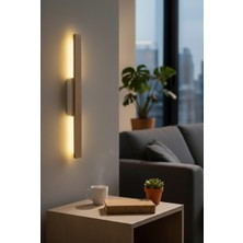 Emriba Şarjlı LED Ahşap Duvar Apliği | Kablosuz Modern Minimalist Aplik (Günışığı) 1 Adet
