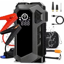 Bubitechh Q1812000MAH Kompresörlü Akü Takviye Cihazı | 4’ü 1 Arada Jump Starter Siyah