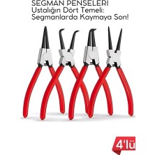 Senka Profesyonel 4'LÜ Segman Pensesi Seti | 18 cm | Iç Dış Eğri Düz Uçlu Yaylı Pense Takımı