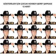 Nacario Mey Ithalat® Kovboy Şerif Şapkası Siyah 12 Adet - Kostüm, Parti ve Gösteri Şapkası