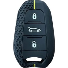 MarkEntegra Peugeot ve Citroen Anahtar Kılıfı, Petek Desenli, Siyah ve Sarı Renkli