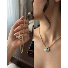 Gmn Collection Trapez Taşlı Coline Model Altın Kaplama Üçgen Kolye