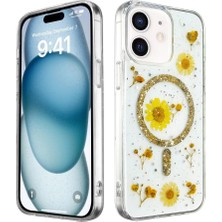 Asa Store Iphone 12 Kılıf Daisy Simli Magsafe Kapak - Gold