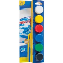 Nacario Mey Ithalat® Yıkanabilir Sulu Boya 25 ml x 6 Renk Fırçalı Set