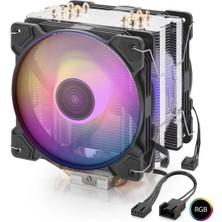 Pileli Store Pilelistore Cpu Işlemci Kule Tipi Soğutucu Çift Fanlı 6 Bakır Borulu Rgb - Siyah ND2602