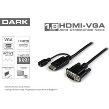 SHC4200 Dark DK-HD-AHDMIXVGAL180 HDMI To VGA Aktif Dönüştürücü Kablo