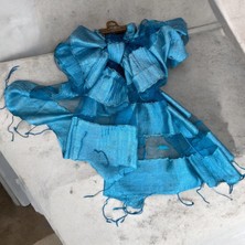 Yılday Gür Butik Hint Ipeği Şal - Hint Ipeği Mavi Şal