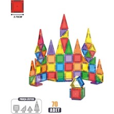Vardem Magnetic Building Tiles 70 Parça Manyetik Yapı Oyunu | 3+ Yaş Zeka Geliştirici Eğitici Oyuncak | Renkli Mıknatıslı Blok Seti
