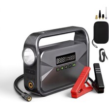 Bubitechh 12000 Mah Kompresörlü Akü Takviye Cihazı | 4’ü 1 Arada Jump Starter Siyah