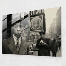 Popcasso Vintage Siyah Beyaz Harlem Cam Tablosu - Cam Duvar Tablosu ile Tarihi Atmosfer Yaratın