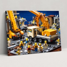 Popcasso LEGO Inşaat Cam Tablo Inşaat Sahası Figürleri