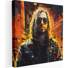 Popcasso Kurt Cobain Cam Tablo - Geçmişi ve Geleceği Harmanlayan Tasarım ile Ev Dekorasyonu Için Cam Duvar Tablosu