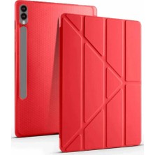 Asa Store Samsung Galaxy X610 Tab S9 Fe Plus 12.4 Kılıf Kalemlikli Mars Tablet Kılıfı - Kırmızı