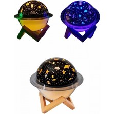 Pileli Store Aromaterapi Hava Nemlendirici Gece Lambası Uzay Model Satürn Oda Kokusu