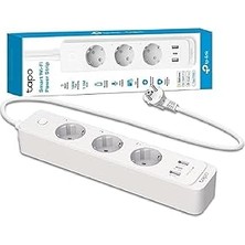 SHC4200 Tp-Link Tapo P300, 1.5m, 3'lü Akıllı Wi-Fi Priz, W Hızlı Şarj, Uzaktan Kontrol, Kolay Kurul