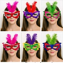 Pileli Store Pilelistore Tüylü Renkli Karton Parti Maskesi – 6 Renk