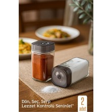 Senka Hsnet Cam Tuzluk Baharatlık – 360° Döner Kapaklı | 3 Delik Tipiyle Ayarlanabilir Akış 2 Adet