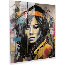 Popcasso Michael Jackson Temalı Modern Sanat Cam Tablosu - Güncel Karışık Medya Eseri