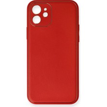 Asa Store Iphone 12 Mini Kılıf Coco Deri Silikon Kapak - Kırmızı