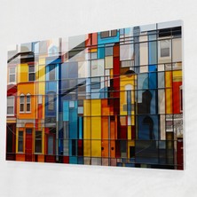 Popcasso Harlem Mimarisi Cam Tablo - Mimari Soyut Sanat Temalı Dekoratif Cam Tablo