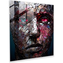 Popcasso Kırık Cam Portresi Temperli Cam Tablo - Pink Floyd Stili - Duvar Dekorasyonu