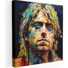 Popcasso Kurt Cobain Temperli Cam Tablo - Modern Müzik Temalı Duvar Sanatı