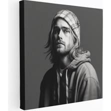 Popcasso Kurt Cobain Temperli Cam Tablo - Fotoğraf Gerçekçiliğinde Portre - Modern Sanat Temalı Duvar Tablosu