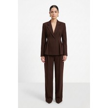 Iperia Belden Oturtmalı Ceket Pantolon Ikili Takım Kahverengi