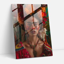 Popcasso Frida Kahlo Tarzı Cam Duvar Tablosu - Frida Kahlo Eserleri ile Duvar Dekorasyonu