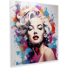 Popcasso Modern Soyut Resim Marilyn Monroe Cam Tablo - Canlı Renkler ile Glamour Temalı Duvar Dekorasyonu
