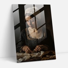 Popcasso Johannes Vermeer Temalı Cam Tablo Sanatı - Kanvas Tablo - Dekoratif Cam Tablo