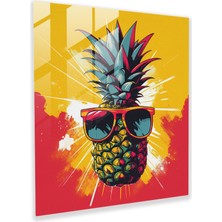 Popcasso Eğlenceli Ananas Temperli Cam Tablo Modern Sanat