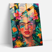 Popcasso Frida Kahlo Tarzı Temperli Cam Tablo Modern Sanat Eserleri