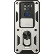 Asa Store Xiaomi Redmi Note 9 Kılıf Pars Lens Yüzüklü Silikon - Gümüş