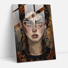 Popcasso Frida Kahlo Stili Temperli Cam Tablo Sanatı - Modern Eserlerle Ev Dekorasyonu